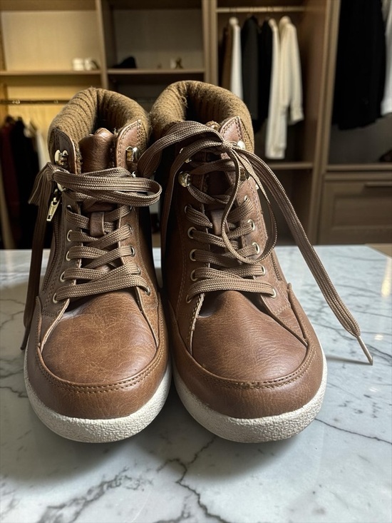 Arizona Jean Company Shoes - Arizona Jean Company Brown Leather-Look Lace-Up Ankle Booties